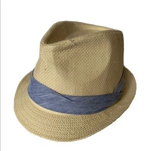 Kiabi French Fedora Men Hat Braided Fiber Paper Natural 6 7/8 To 7
